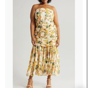 CHELSEA28  Floral Print Ruched Maxi Dress in 3X NWOT